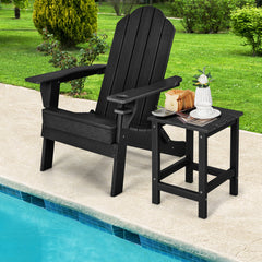 Set of 2 14 Inch Square Weather-Resistant Adirondack Side Table