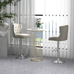 Set of 2 Bar Chairs with Electroplated Metal Base and Anti-Slip Ring