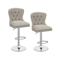 Set of 2 Bar Chairs with Electroplated Metal Base and Anti-Slip Ring