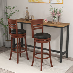 Set of 2 360° Bar Stools with PU Upholstered Seats