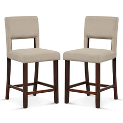 2 Piece Bar Chair Set with Hollowed Back and Rubber Wood Legs