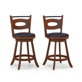 2 Pieces 24/29 inch Swivel Bar Stools with Curved Backrest and Seat Cushions