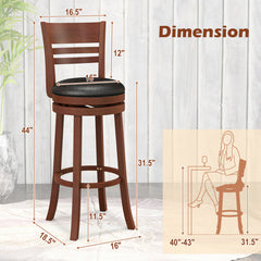 Set of 2 360° Bar Stools with PU Upholstered Seats