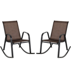 Set of 2 Metal Patio Rocking Chair with Breathable Seat Fabric