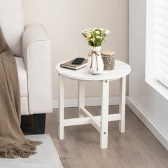 Set of 2 18 Inch Round Weather-Resistant Adirondack Side Tables