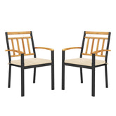 Set of 2 Patio Dining Chairs with Removable Padded Cushions