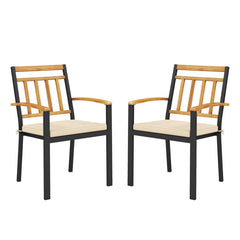 Set of 2 Patio Dining Chairs with Removable Padded Cushions