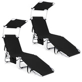 Set of 2 Portable Reclining Chair with 5 Adjustable Positions