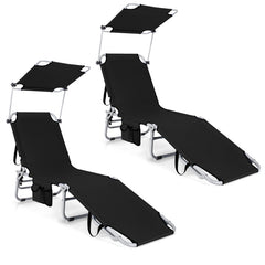 Set of 2 Portable Reclining Chair with 5 Adjustable Positions