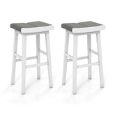 2 Pieces 26/31.5 Inch Upholstered Saddle Barstools with Padded Cushions