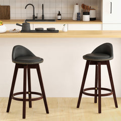 2 Pieces Cushioned Swivel Bar Stool Set with Low Back