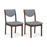 Set of 2 Wood Kitchen Chairs with Faux Leather Upholstered Seat