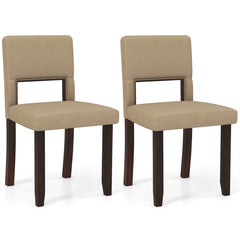 Set of 2 Wooden Dining Chair with Acacia Wood Frame Padded Seat and Back