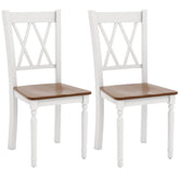 Set of 2/4 Wooden Farmhouse Kitchen Chairs with Rubber Wood Seat