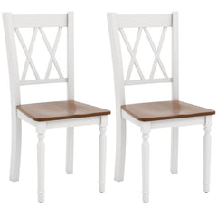 Set of 2/4 Wooden Farmhouse Kitchen Chairs with Rubber Wood Seat