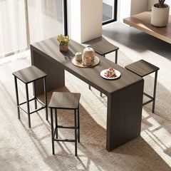 Set of 4 Bar Stool Set 26 Inch Bar Chair with Metal Legs and Footrest