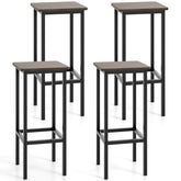 Set of 4 Bar Stool Set 26 Inch Bar Chair with Metal Legs and Footrest