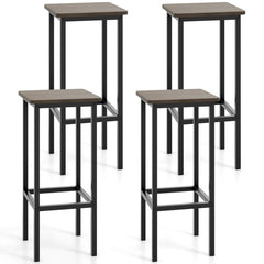 Set of 4 Bar Stool Set 26 Inch Bar Chair with Metal Legs and Footrest