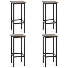 Set of 4 Bar Stool Set 26 Inch Bar Chair with Metal Legs and Footrest