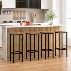 Set of 4 Bar Stool Set with Metal Legs and Footrest