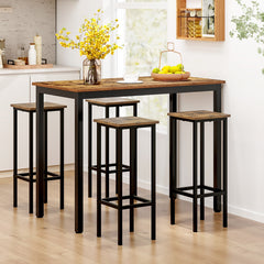 Set of 4 Bar Stool Set with Metal Legs and Footrest