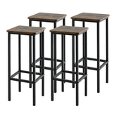 Set of 4 Bar Stool Set with Metal Legs and Footrest