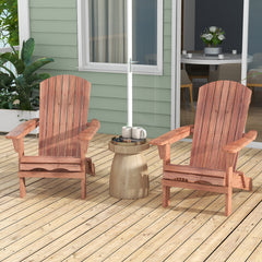 Folding Adirondack Chair Set of 2 with High Backrest and Wide Armrests