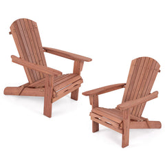 Folding Adirondack Chair Set of 2 with High Backrest and Wide Armrests