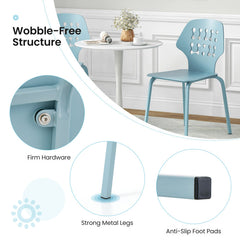 Set of 4 Metal Dining Chair with Hollowed Backrest and Metal Legs