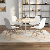 Set of 4 Modern Armless Dining Chairs Plastic Chairs with Wood Legs