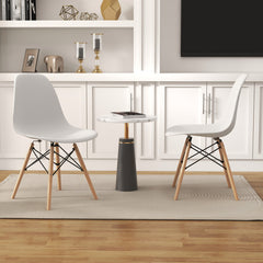 Set of 4 Modern Armless Dining Chairs Plastic Chairs with Wood Legs