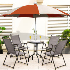 Outdoor Folding Sling Chairs Set of 4 with Armrest and Backrest