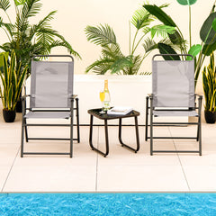 Outdoor Folding Sling Chairs Set of 4 with Armrest and Backrest