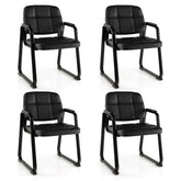 Set of 4 Upholstered Waiting Room Chair with Armrest and Ergonomic Backrest