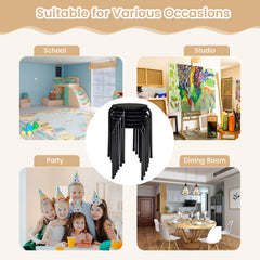 17.5 Inch Set of 6 Portable Plastic Stack Stools with Metal Frame