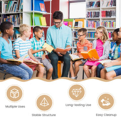 17.5 Inch Set of 6 Portable Plastic Stack Stools with Metal Frame