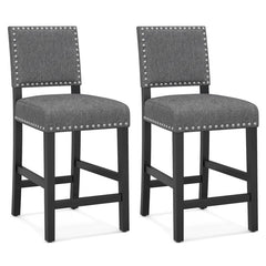 38.5/43.5 Inch Set of 2 Counter Height Chairs with Solid Rubber Wood Frame