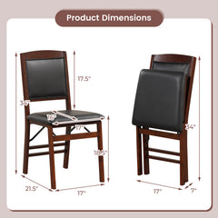 Set of 2 Folding Dining Chairs with Padded Seat and High Backrest