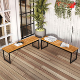 Set of 2 Patio Dining Bench for 2-3 Person Indoor Outdoor