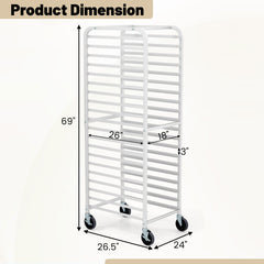 26 x 20 x 70 Inch 20 Sheet Aluminum Pan Rolling Bakery Rack
