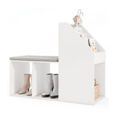 Shoe Storage Bench with Removable Seat Cushion and 6 Storage Compartments
