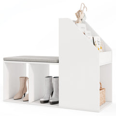 Shoe Storage Bench with Removable Seat Cushion and 6 Storage Compartments