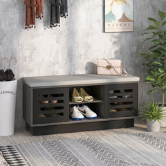 Shoe Storage Bench with 6 Compartments and 3 Adjustable Shelves
