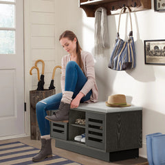 Shoe Storage Bench with 6 Compartments and 3 Adjustable Shelves