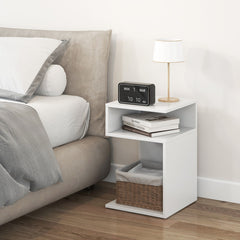 S-Shaped Side Table with Unique S-shaped Frame and 2 Open Compartments