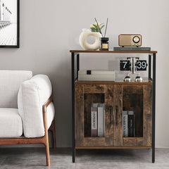 Industrial Sideboard Buffet Cabinet with Removable Wine Rack