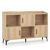 Sideboard Storage Cabinet Bookcase with 3 Doors and Open Compartments