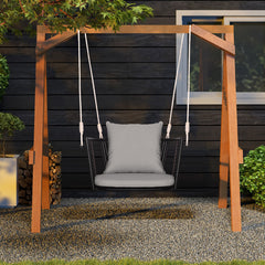 Porch Swing Patio Hanging Rattan Chair with Zippered Cushions and Rope