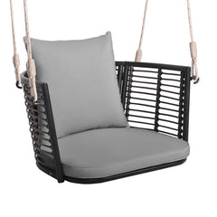 Porch Swing Patio Hanging Rattan Chair with Zippered Cushions and Rope