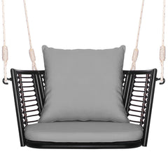 Porch Swing Patio Hanging Rattan Chair with Zippered Cushions and Rope